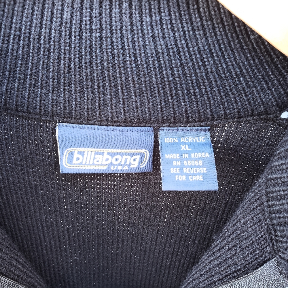 XL tall men BILLABONG 1/4 zip black sweater - Picture 7 of 15